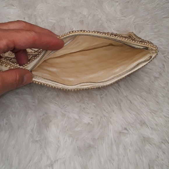Vintage Beaded Pearl Art Deco Wedding Prom Clutch Purse Evening Bag - Picture 3 of 8